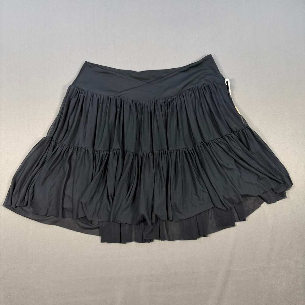 Blogilates Womens 1X Black Recycled Mesh Ballerina Skort Tiered Pockets Athletic